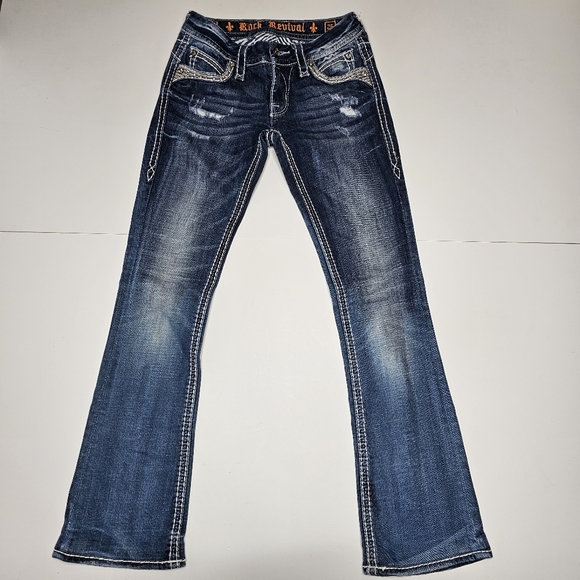 Rock Revival Women's Ellar Blue Slim Boot Cut Jeans - Size 26. - Picture 1 of 16